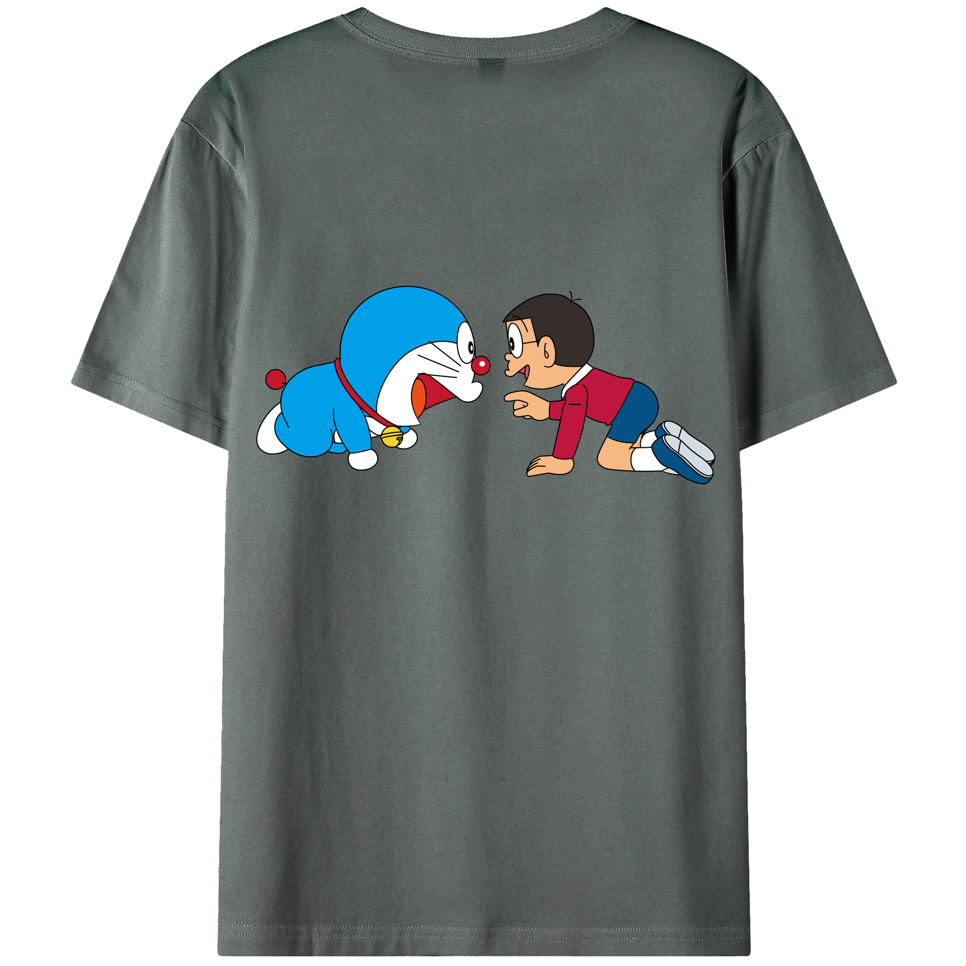 （画像用） ドラえもん 野比 のび太 Doraemon Nobita Nobi 綿100％ メンズ半袖Tシャツ（バックプリント） 通気性